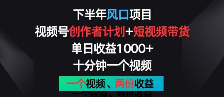 下半年风口项目，视频号创作者计划+视频带货，一个视频两份收益，十分钟一个视频【揭秘】-优优云网创