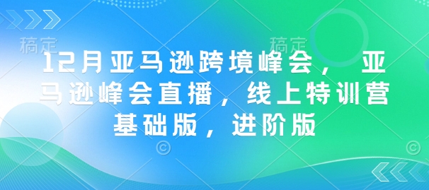 12月亚马逊跨境峰会， 亚马逊峰会直播，线上特训营基础版，进阶版-优优云网创