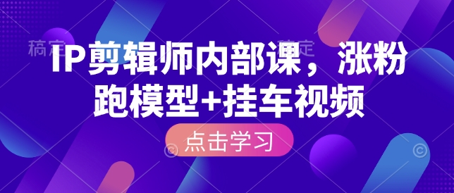 IP剪辑师内部课，涨粉跑模型+挂车视频-优优云网创