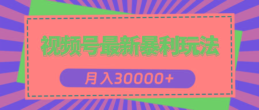 视频号最新暴利玩法，轻松月入30000+-优优云网创