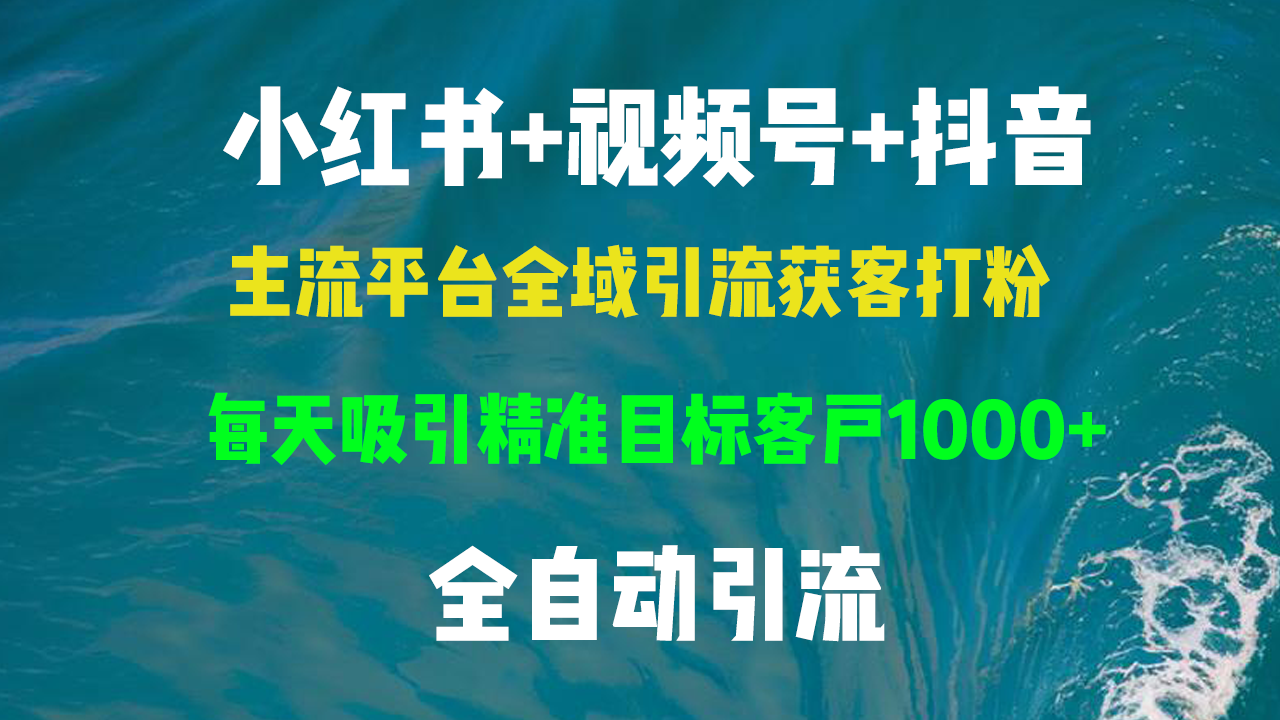 小红书，视频号，抖音主流平台全域引流获客打粉，每天吸引精准目标客户…-优优云网创