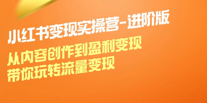 小红书变现实操营进阶版：从内容创作到盈利变现，带你玩转流量变现-优优云网创