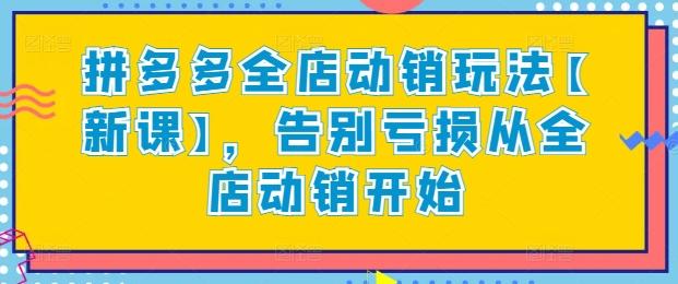 拼多多全店动销玩法【新课】，告别亏损从全店动销开始-优优云网创