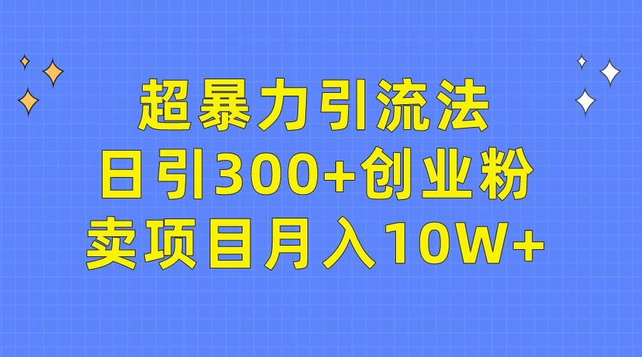 (9954期)超暴力引流法，日引300+创业粉，卖项目月入10W+-优优云网创