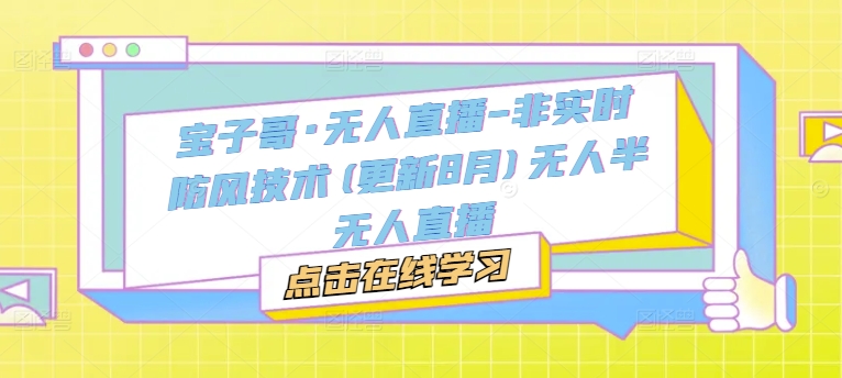 宝子哥·无人直播-非实时防风技术(更新8月)无人半无人直播-优优云网创