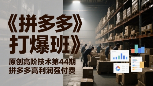 《拼多多打爆班》原创高阶技术第44期，拼多多高利润强付费-优优云网创
