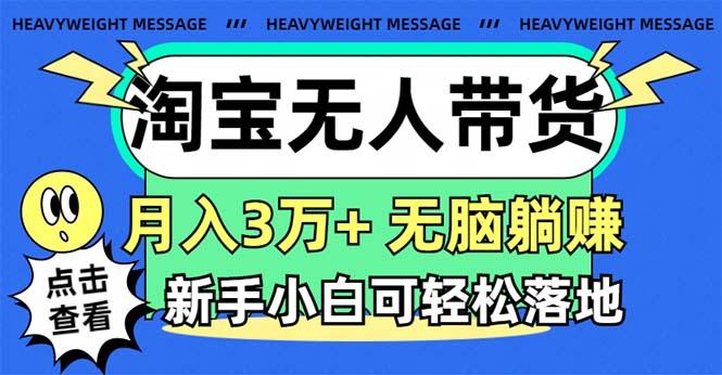 淘宝无人带货3.0高收益玩法，月入3万+，无脑躺赚，新手小白可落地实操-优优云网创