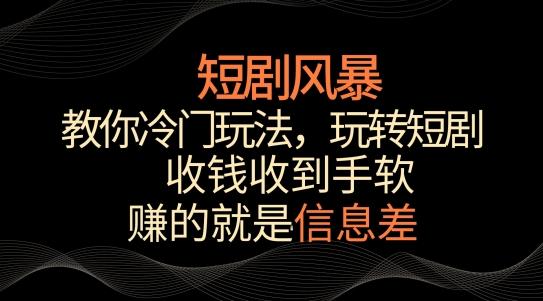短剧风暴，教你冷门玩法，玩转短剧，收钱收到手软【揭秘】-优优云网创