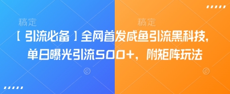 【引流必备】全网首发咸鱼引流黑科技，单日曝光引流500+，附矩阵玩法【揭秘】-优优云网创