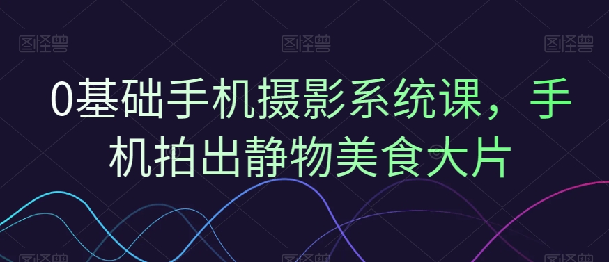 0基础手机摄影系统课，手机拍出静物美食大片-优优云网创