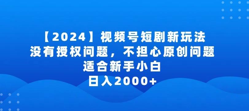 2024视频号短剧玩法，没有授权问题，不担心原创问题，适合新手小白，日入2000+【揭秘】-优优云网创