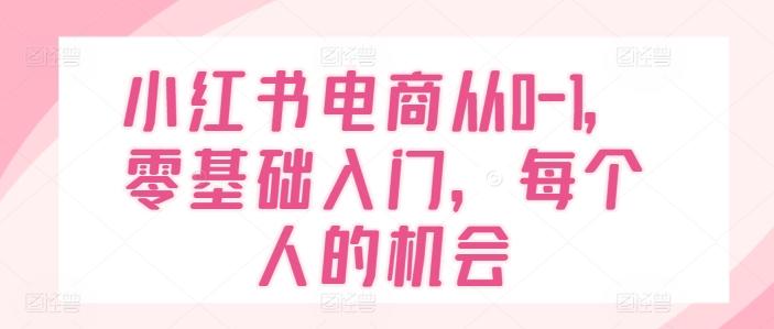 小红书电商从0-1，零基础入门，每个人的机会-优优云网创