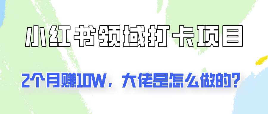 通过小红书领域打卡项目2个月赚10W，大佬是怎么做的？-优优云网创