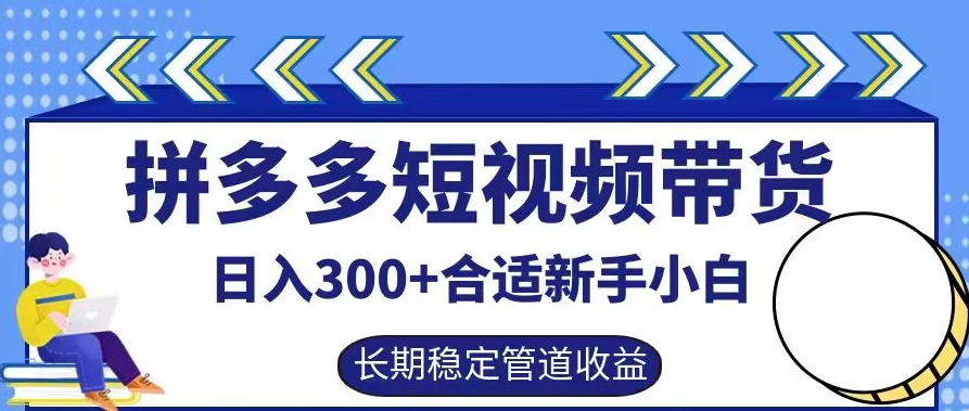 拼多多短视频带货日入300+有长期稳定被动收益，合适新手小白【揭秘】-优优云网创