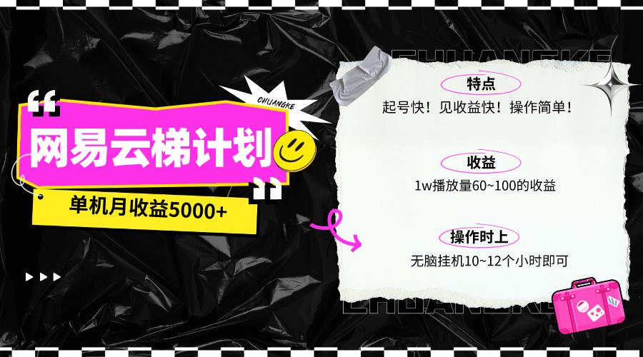 (10063期)最新网易云梯计划网页版，单机月收益5000+！可放大操作-优优云网创