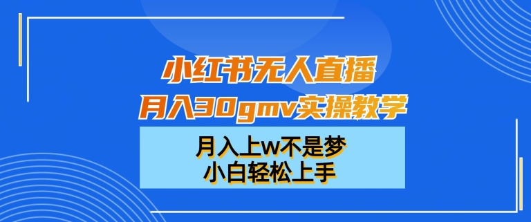 小红书无人直播月入30gmv实操教学，月入上w不是梦，小白轻松上手【揭秘】-优优云网创