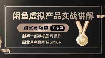 精品！闲鱼虚拟产品实战讲解，新手一部手机即可操作，副业月利润可达5k+-优优云网创