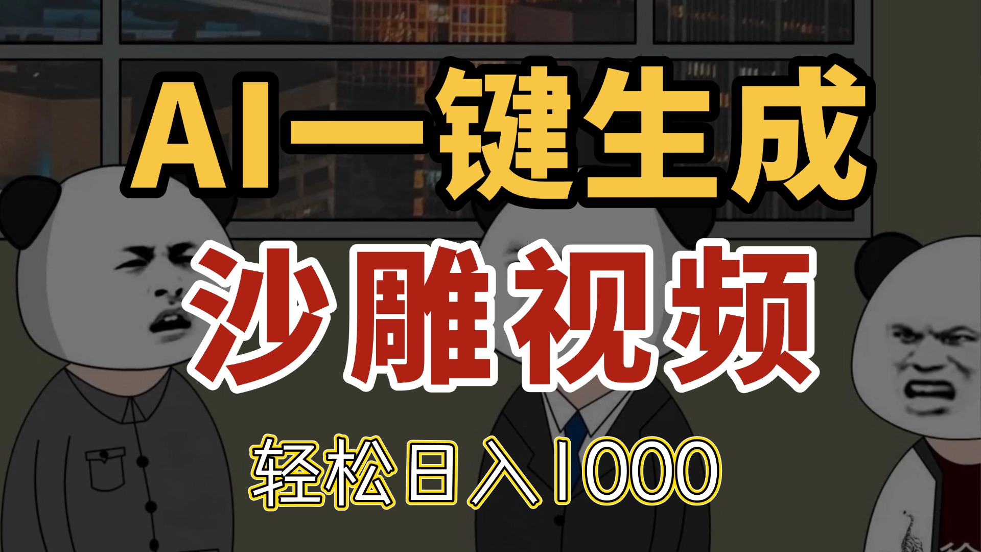 AI一键生成沙雕视频，一条视频千万播放，轻松日入1000-优优云网创