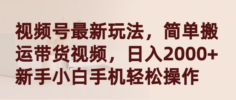 (9486期)视频号最新玩法，简单搬运带货视频，日入2000+，新手小白手机轻松操作-优优云网创