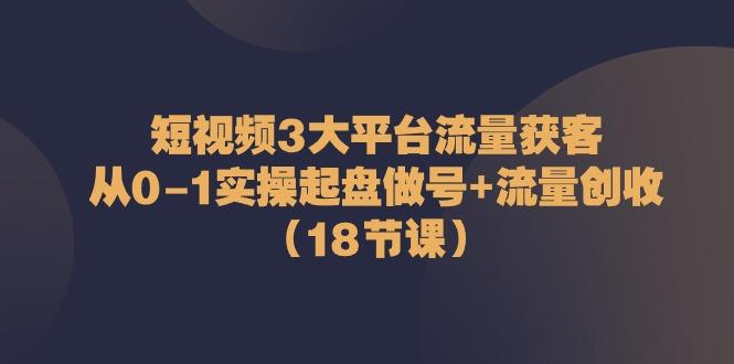 短视频3大平台流量获客：从0-1实操起盘做号+流量创收(18节课)-优优云网创
