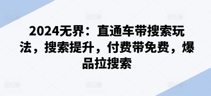 2024无界：直通车带搜索玩法，搜索提升，付费带免费，爆品拉搜索-优优云网创