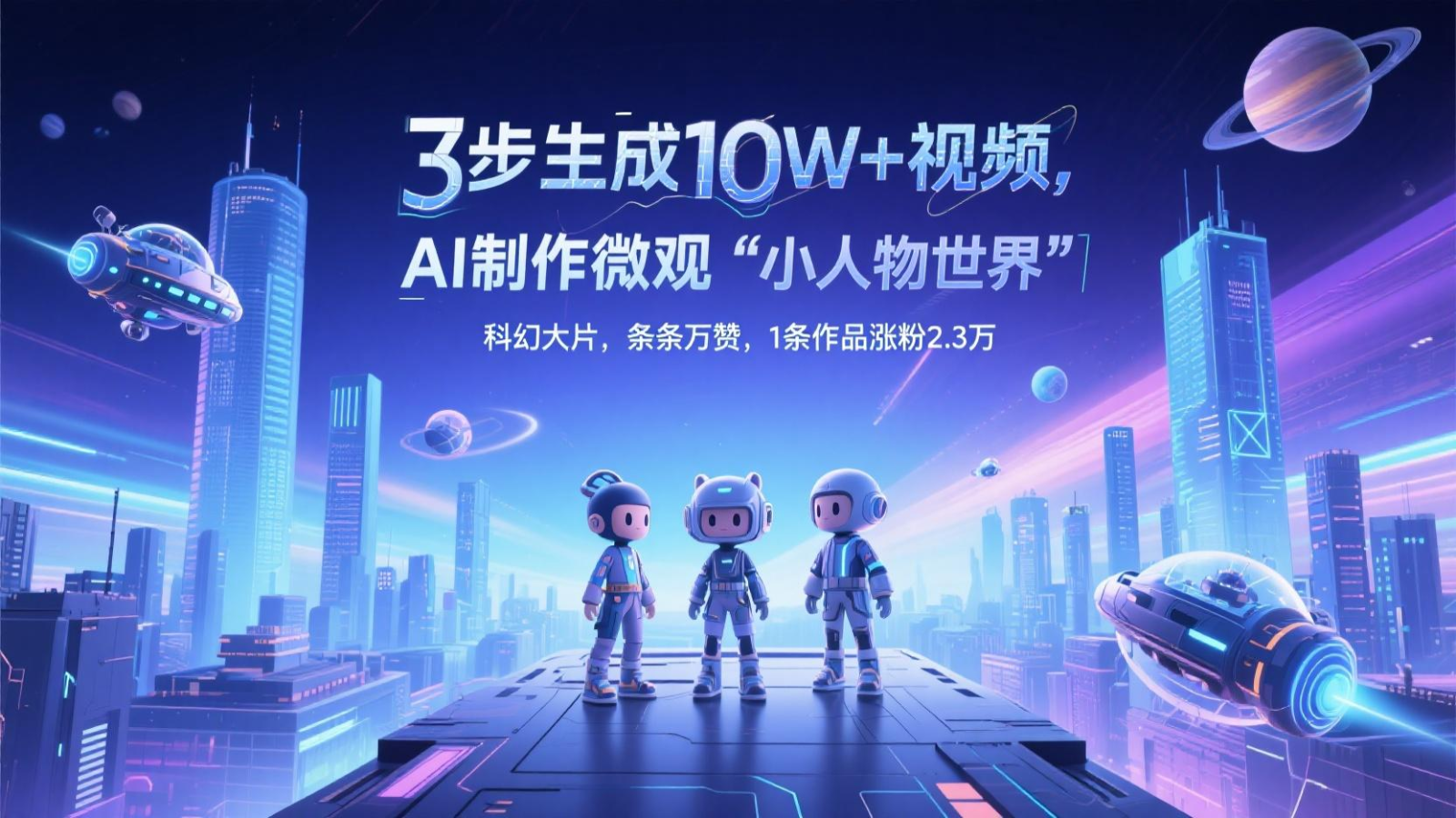 三步生成10W+视频，AI制作微观“小人物世界”科幻大片，条条万赞，1条作品涨粉2.3万-优优云网创