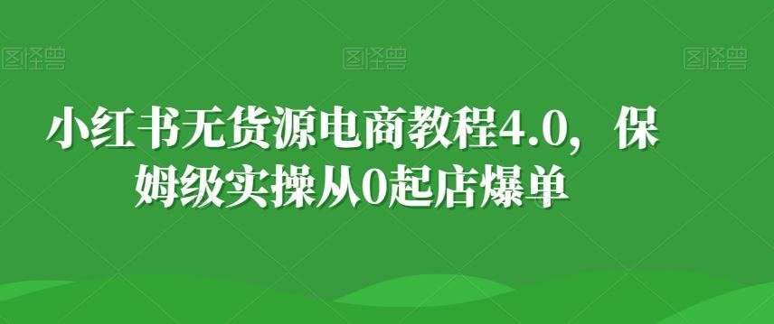小红书无货源电商教程4.0，保姆级实操从0起店爆单【拆解】-优优云网创