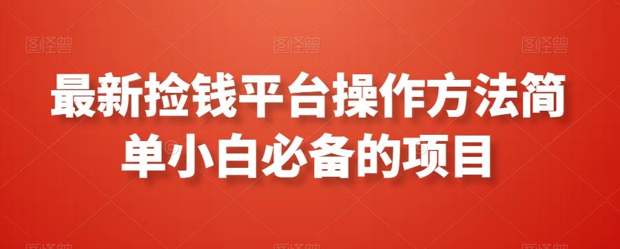 最新捡钱平台操作方法简单小白必备的项目-优优云网创