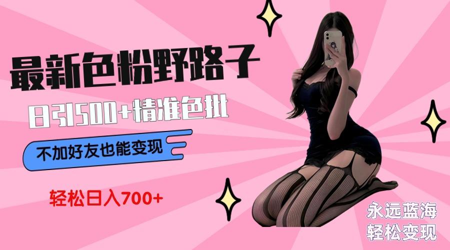 最新色粉变现野路子，日引500+老色批 可不加好友直接变现 小白轻松日入700+-优优云网创
