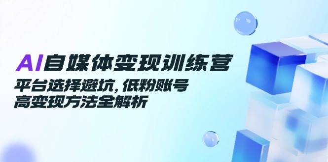 AI自媒体变现训练营，平台选择避坑，低粉账号高变现方法全解析-优优云网创