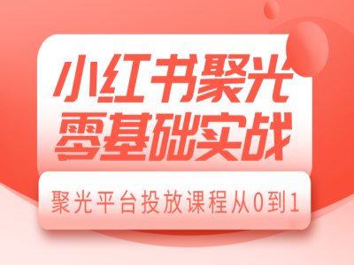 小红书聚光零基础实战，聚光平台投放课程从0到1-优优云网创