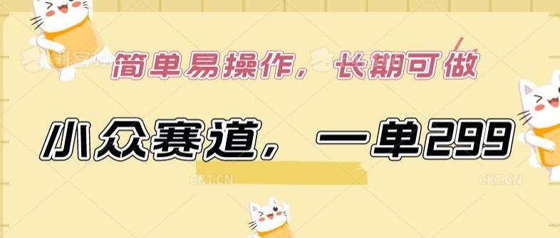 小众赛道，一单299.简单易操作，长期可做【揭秘】-优优云网创