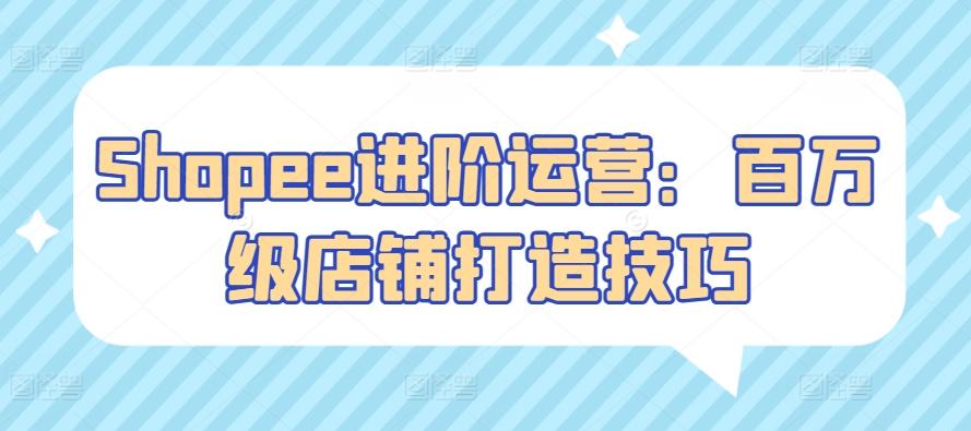 Shopee进阶运营：百万级店铺打造技巧-优优云网创