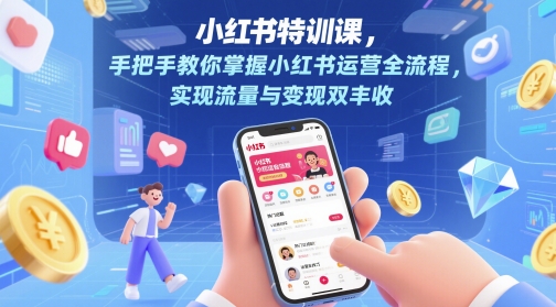 小红书特训课，手把手教你掌握小红书运营全流程，实现流量与变现双丰收-优优云网创