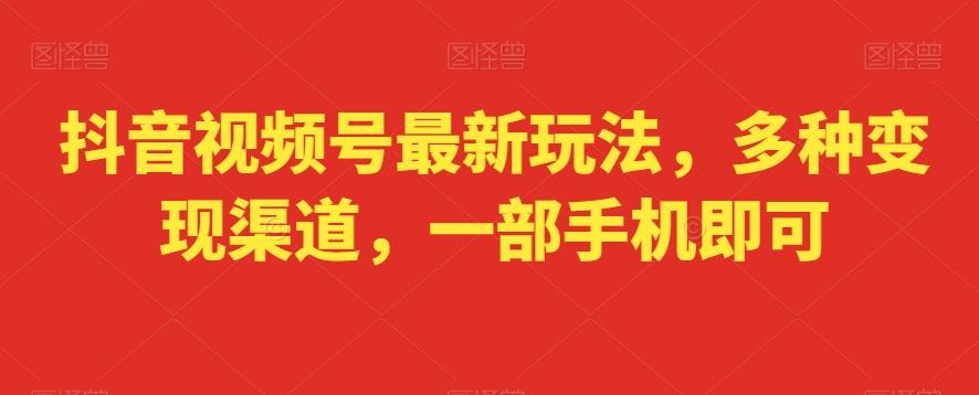 抖音视频号最新玩法，多种变现渠道，一部手机即可-优优云网创