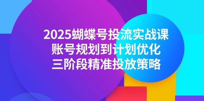 （14987期）2025蝴蝶号投流实战课，账号规划到计划优化，三阶段精准投放策略-优优云网创