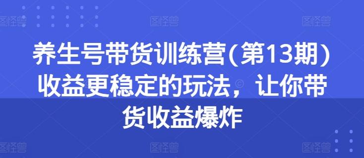 养生号带货训练营(第13期)收益更稳定的玩法，让你带货收益爆炸-优优云网创