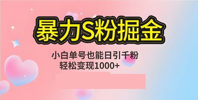 单人单机日引千粉，变现1000+，S粉流量掘金计划攻略-优优云网创