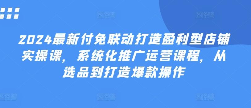 2024最新付免联动打造盈利型店铺实操课，​系统化推广运营课程，从选品到打造爆款操作-优优云网创