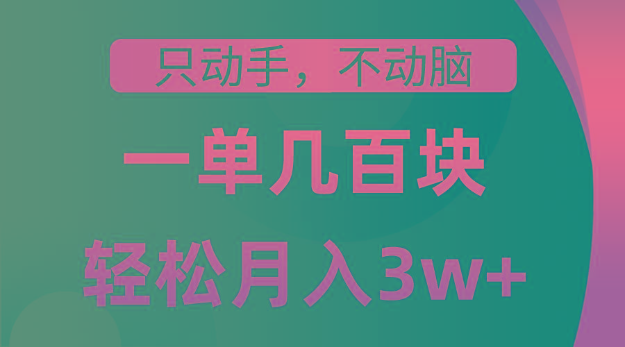 只动手不动脑，一单几百块，轻松月入3w+，看完就能直接操作，详细教程-优优云网创