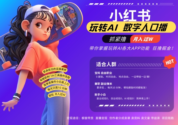 小红书数字人暴力起号，AI改写文案，再也不用费劲录口播，流量火爆月入破W轻松拿捏-优优云网创