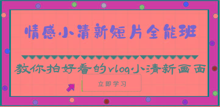 情感小清新短片全能班-教你拍好看的vlog小清新画面(30节课)-优优云网创