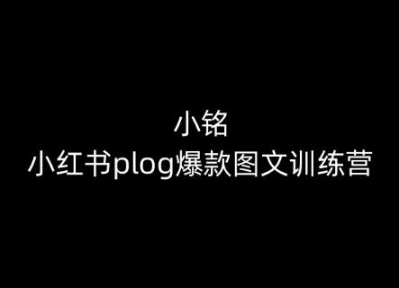 小铭-小红书plog爆款图文训练营，教你从0-1做小红书-优优云网创