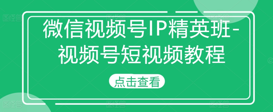 微信视频号IP精英班-视频号短视频教程-优优云网创