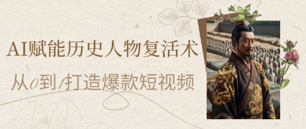 AI赋能历史人物复活术：从0到1打造爆款短视频，7天涨粉10W，小白也能月入过1W-优优云网创
