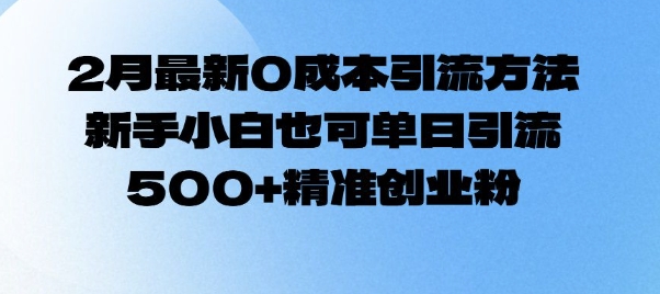 2月最新0成本引流方法，新手小白也可单日引流500+精准创业粉-优优云网创