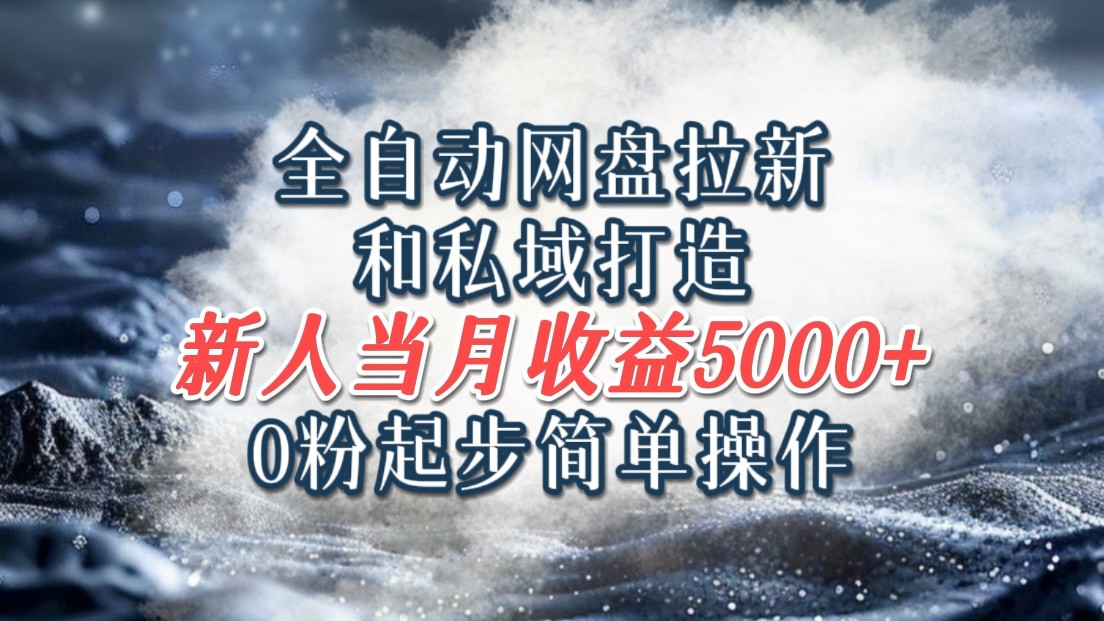 全自动网盘拉新和私域打造，0粉起步简单操作，新人入门当月收益5000以上-优优云网创