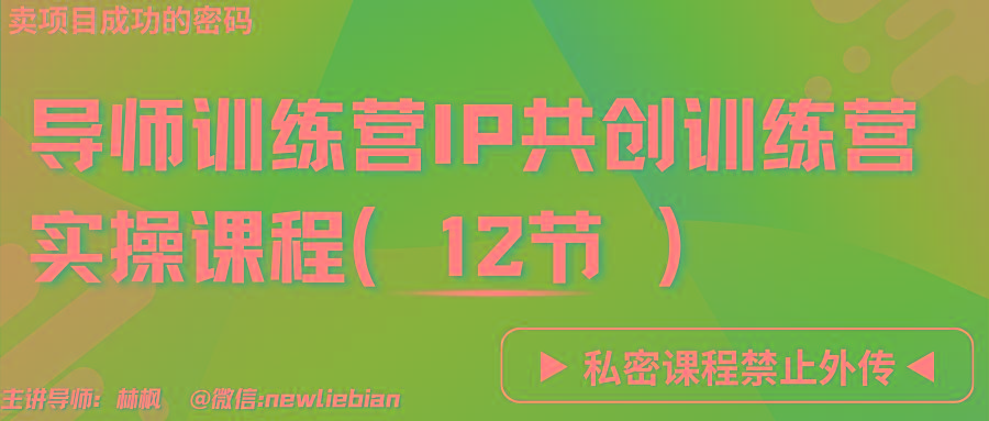 导师训练营3.0IP共创训练营私密实操课程(12节)-卖项目的密码成功秘诀-优优云网创