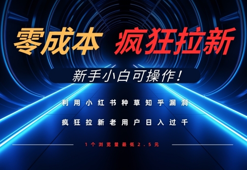 利用小红书种草知乎漏洞，零成本疯狂拉新日入数张，新手小白可操作-优优云网创