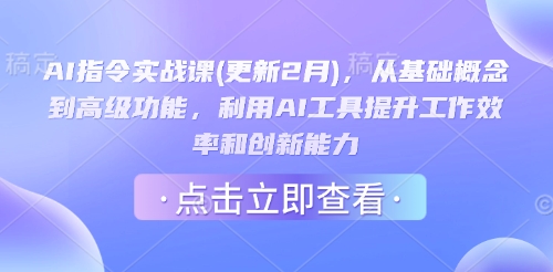 AI指令实战课(更新2月)，从基础概念到高级功能，利用AI工具提升工作效率和创新能力-优优云网创